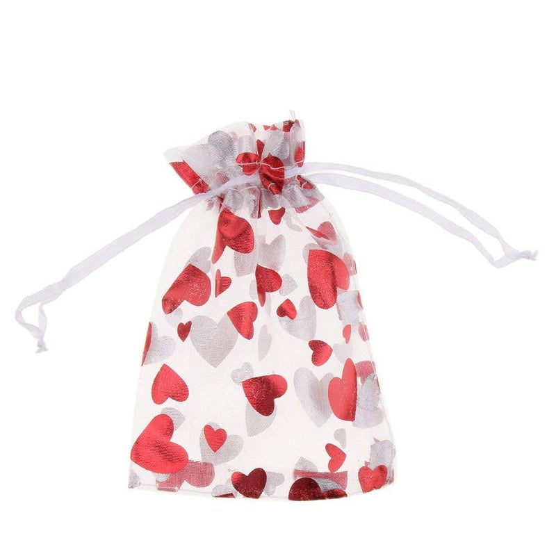 KODORIA 100pcs Love Heart Gift Bags Candy Bags Jewelry Packaging Wedding Gift Pouch Drawstring Bags for Valentine's Day Wedding Festival Party Supply - Image 3